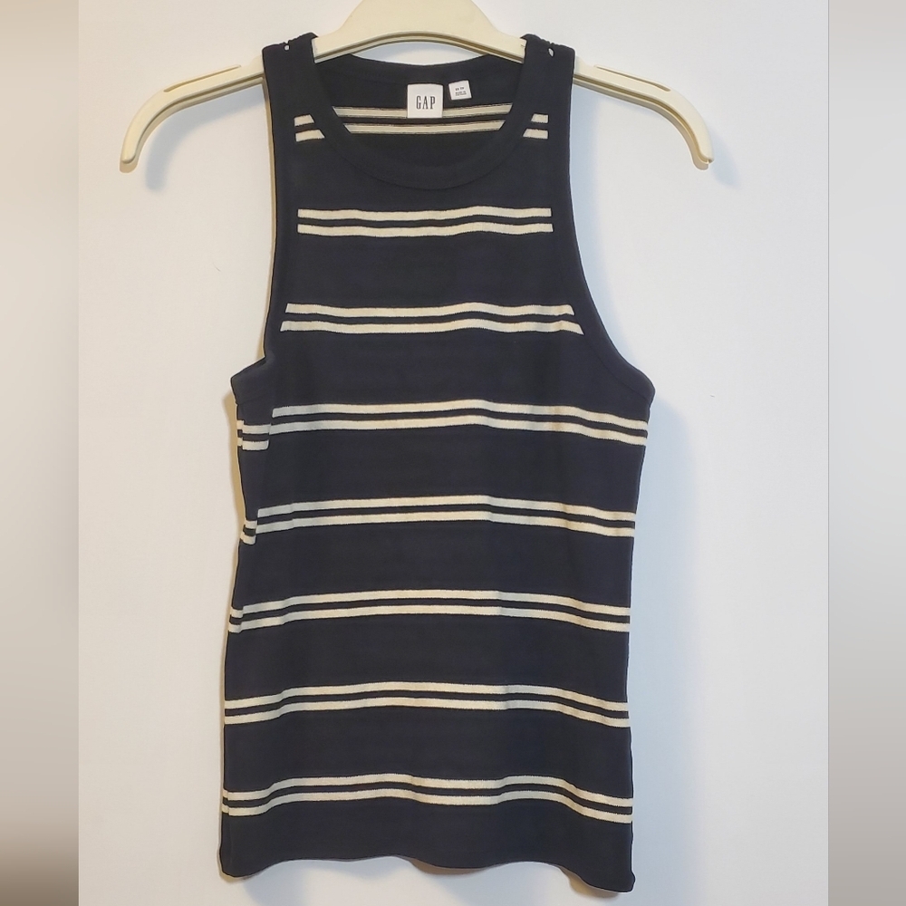 XS GAP Women's Black and White Striped Tank Top
